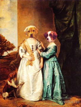 Toperfect オリジナルアート Painting - 犬の家族の古典の改訂版
